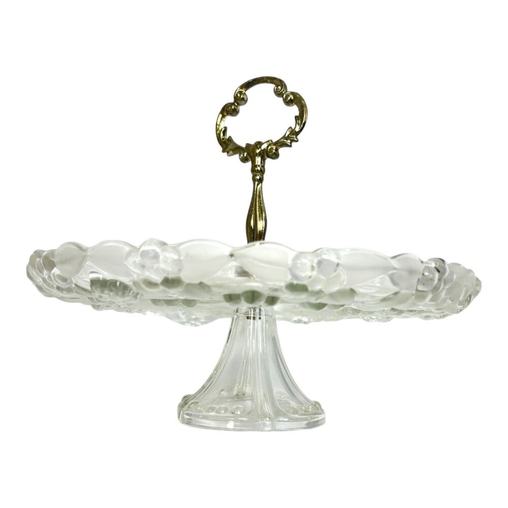 Mikasa Carmen Center Handle Pedestal Glass Serving Tray 10.25" W x 8" H